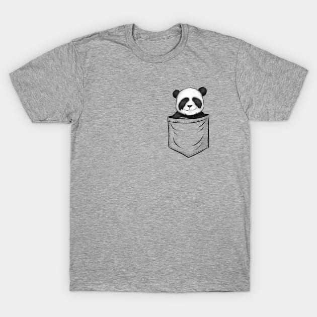 For Panda Lovers Cute Panda Bear In Pocket T-Shirt by SkizzenMonster